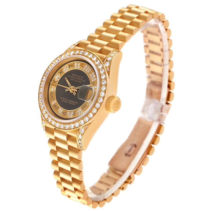 Rolex President Gelbgold Myriad Diamond Damenuhr 69158 im Angebot 1