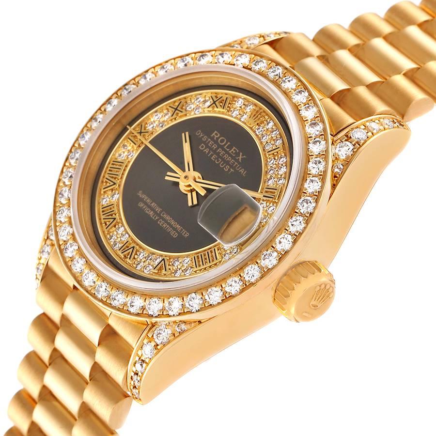Rolex President Gelbgold Myriad Diamond Damenuhr 69158 im Angebot 2