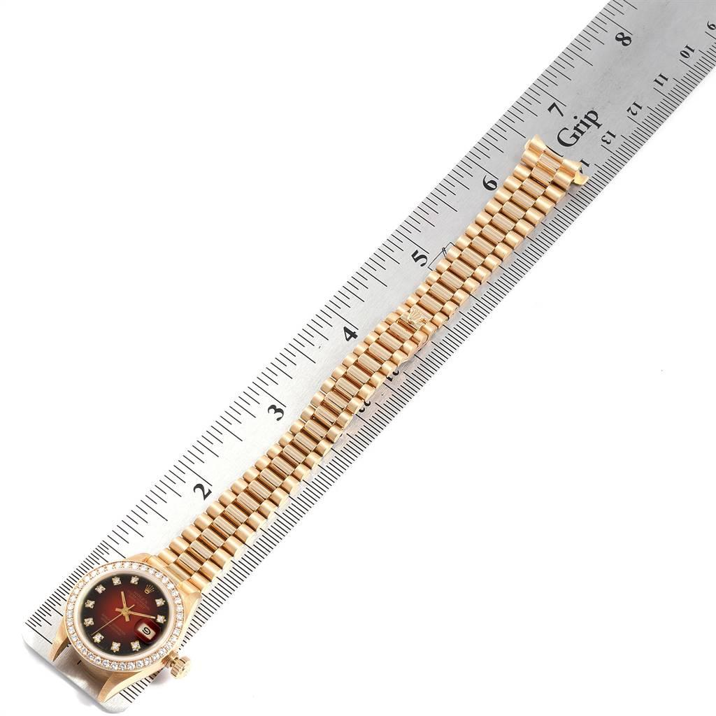 Rolex President Yellow Gold Red Vignette Diamond Ladies Watch 69138 5