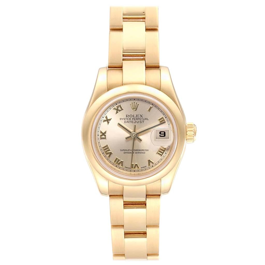 Rolex President Yellow Gold Roman Dial Ladies Watch 179168 Box Papers For Sale