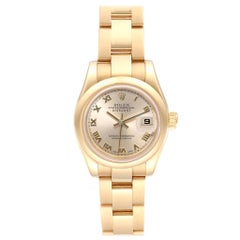 Rolex President Yellow Gold Roman Dial Ladies Watch 179168 Box Papers