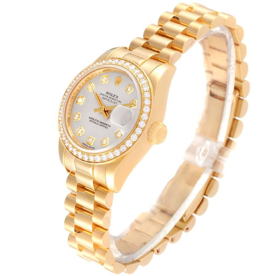 Women's Rolex President Yellow Gold Silver Dial Diamond Ladies Watch 179138 For Sale