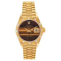 Rolex President Yellow Gold Tiger Eye Dial Diamond Ladies Watch 69288