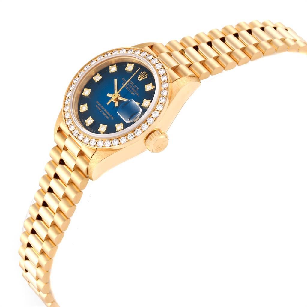 Women's Rolex President Yellow Gold Vignette Diamond Ladies Watch 69138 Box Papers