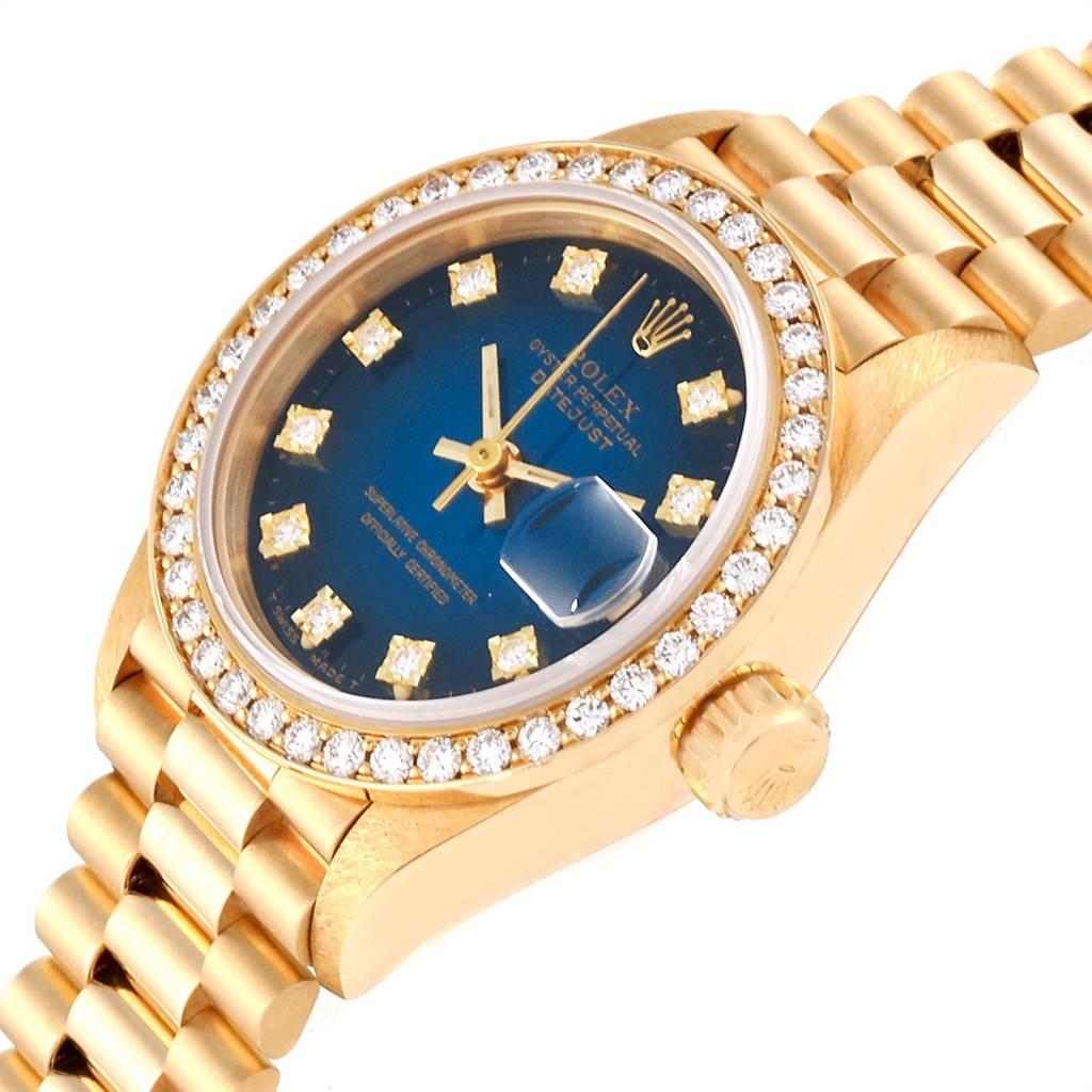 Rolex President Yellow Gold Vignette Diamond Ladies Watch 69138 Box Papers 1