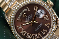 Rolex Presidential Chocolate Roman Diamond Dial Yellow Gold Watch