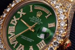 Customized Rolex Presidential Green Roman Dial Diamond Watch 18038