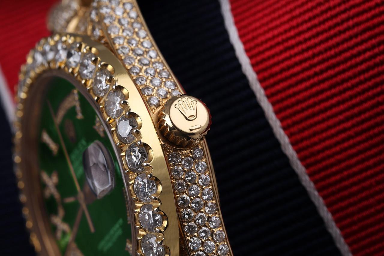 Rolex Presidential 36mm Diamantuhr mit grünem römischem Zifferblatt 18038 Herren im Angebot