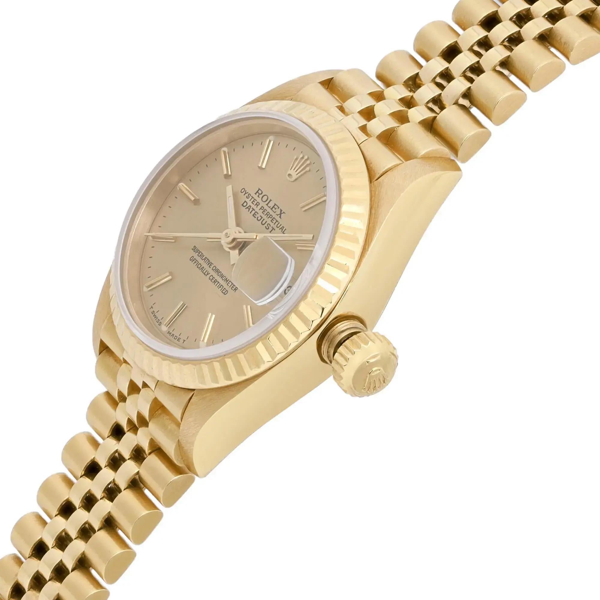 Rolex Datejust Presidenziale 26mm Oro Giallo 18K Quadrante Champagne Orologio 69178 In condizioni buone in vendita a New York, NY