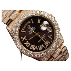 Used Rolex Presidential Chocolate Roman Diamond Dial Natural Diamonds Watch 18038 