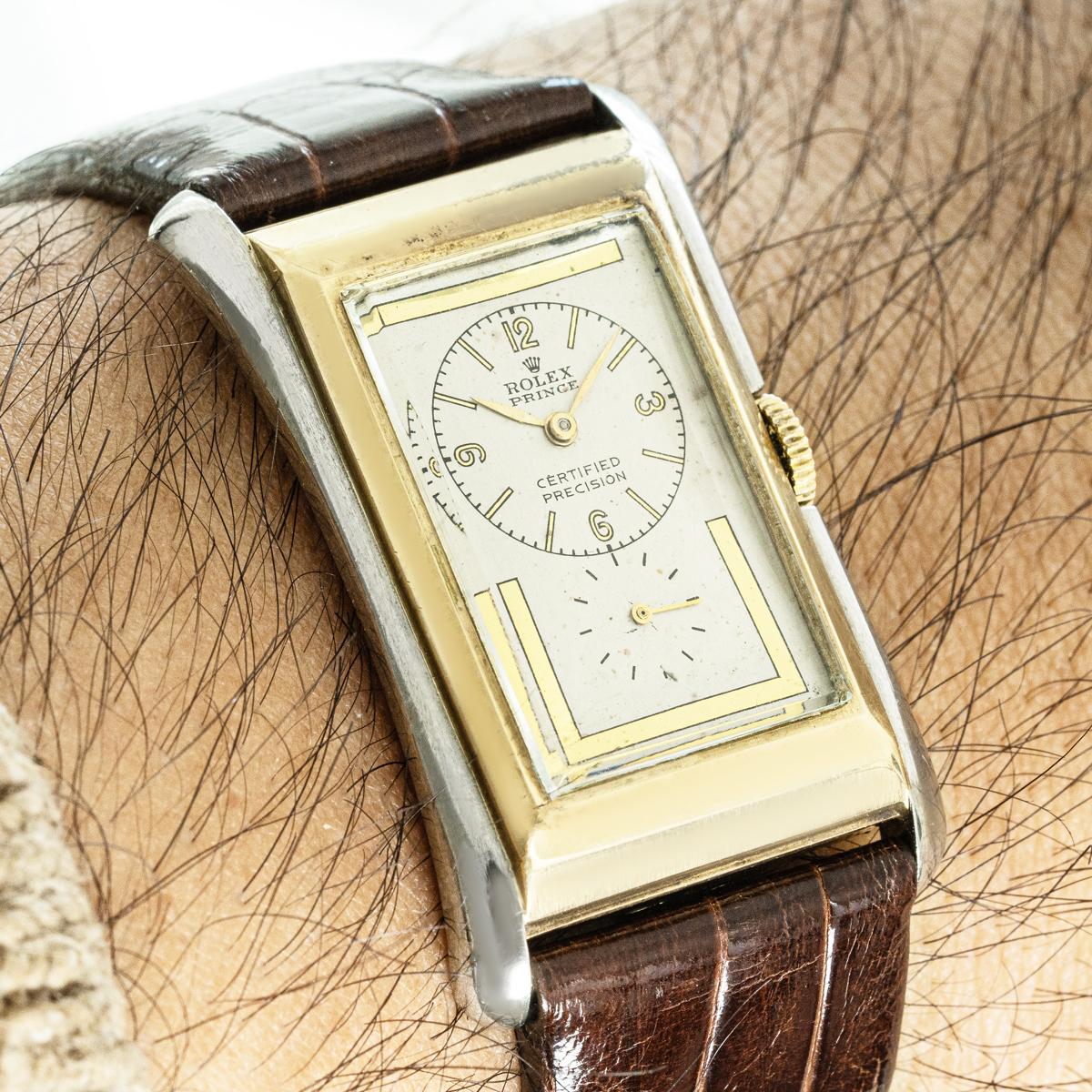 Rolex Prince 1490 9k Yellow and White Gold For Sale 3