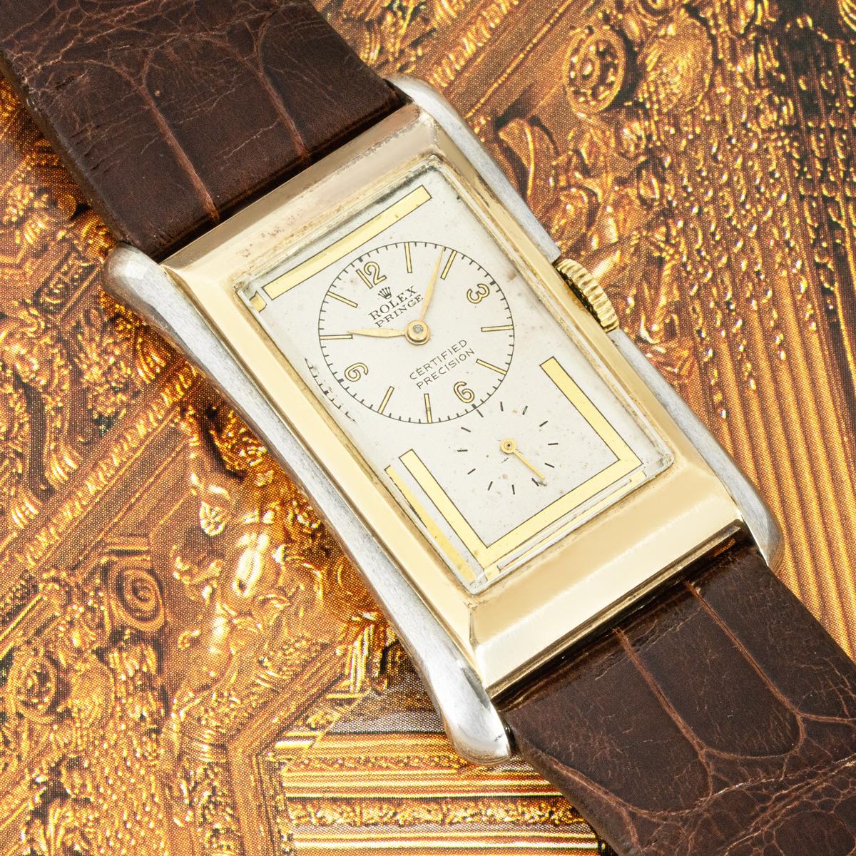 Rolex Prince 1490 9k Yellow and White Gold For Sale 4