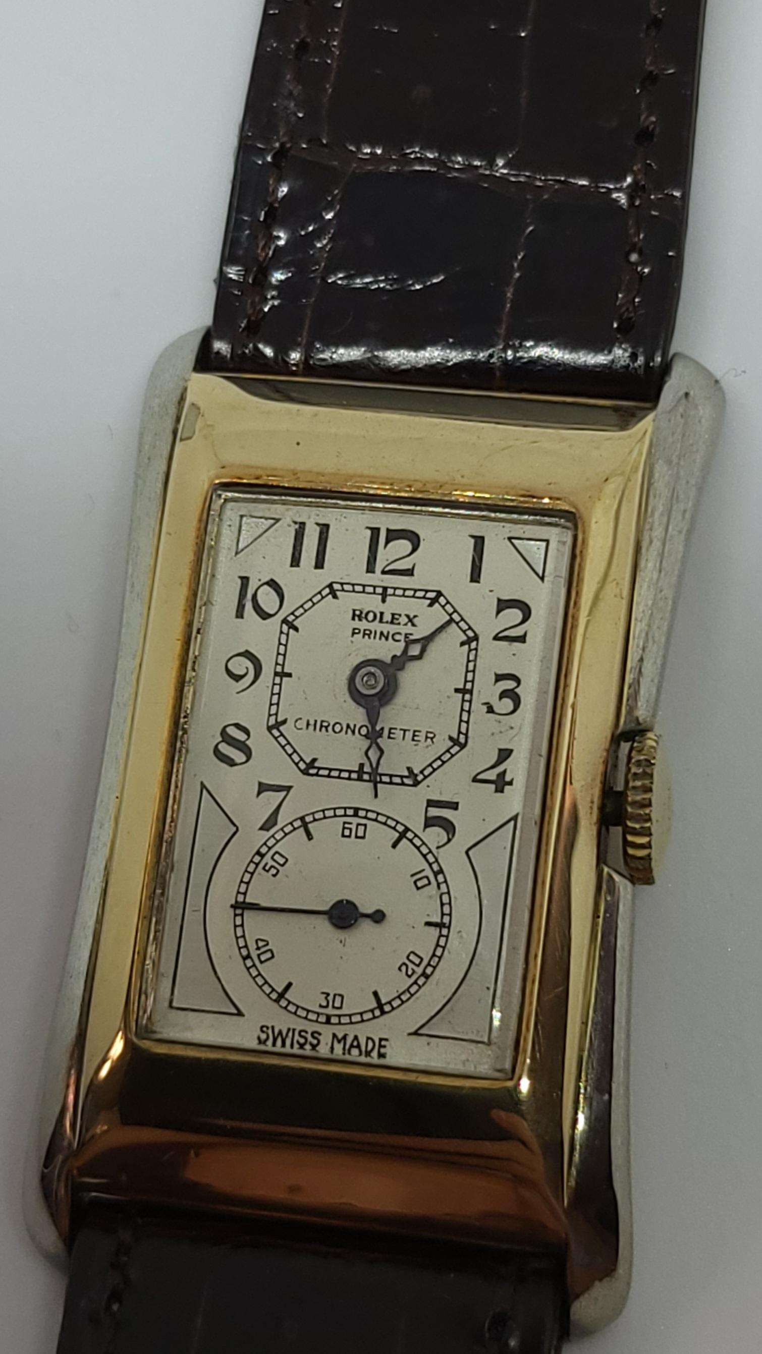 Artisan Rolex Prince Brancard Wrist Watch 9 Ct Gold For Sale