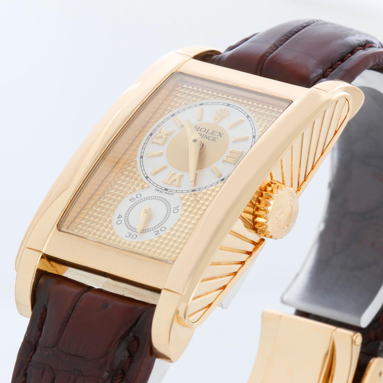 Rolex Prince Cellini Men's 18k Yellow Gold Watch 5440/8 In Excellent Condition For Sale In Dallas, TX