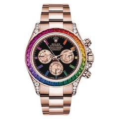 Rolex Regenbogen-Saphir Daytona Chronograph Diamant Schwarzes Zifferblatt 116595 RBOW-0001