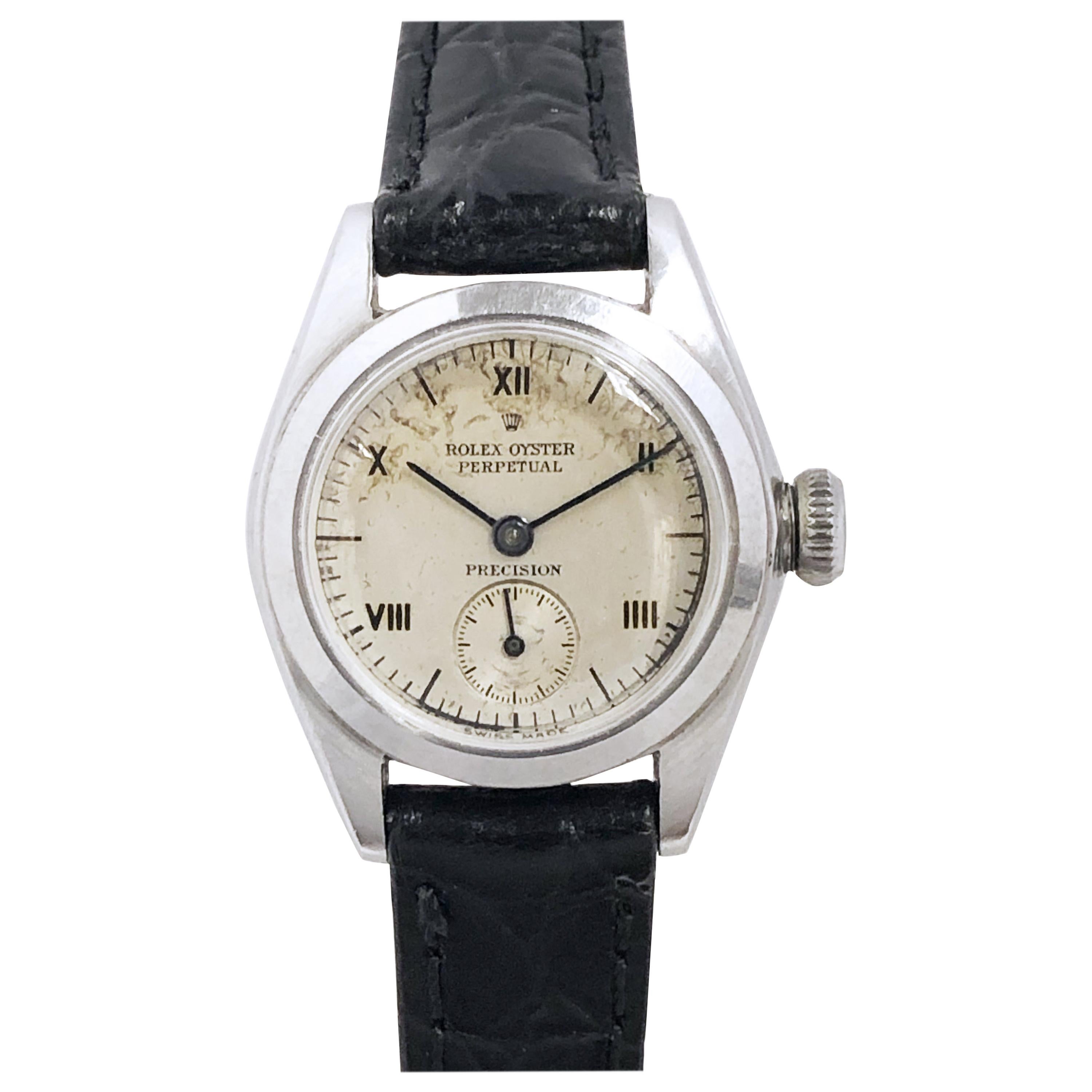 Rolex Rare 1942 Bubble Back Ladies Steel Automatic Wristwatch