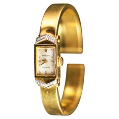 Vintage Rolex 1970s Precision 18 Karat Yellow Gold Diamond Bracelet Watch