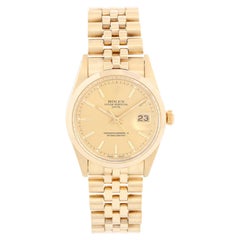 Rolex Rare 1980s 14 Karat Gold Date Men's Watch Quickset 15007