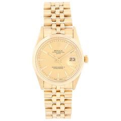 Rolex Rare 1980s 14 Karat Gold Date Men's Watch Quickset 15007