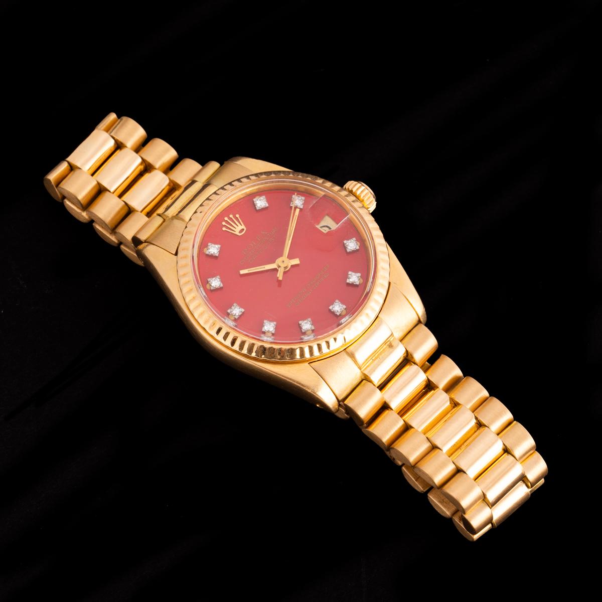 Rolex Rare Datejust Coral Stella Diamond Dial 6827 For Sale 2