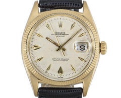 Rolex Rare Datejust Vintage Yellow Gold Dagger Dial Roulette Date Wheel