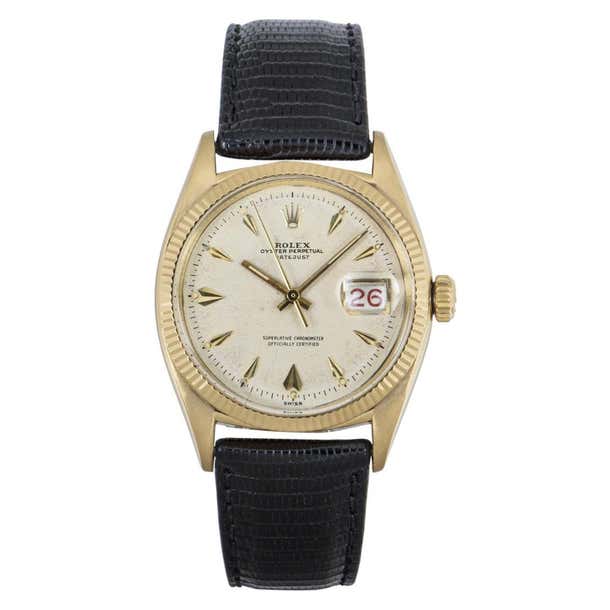 Rolex Rare Datejust Vintage Yellow Gold Dagger Dial Roulette Date Wheel ...