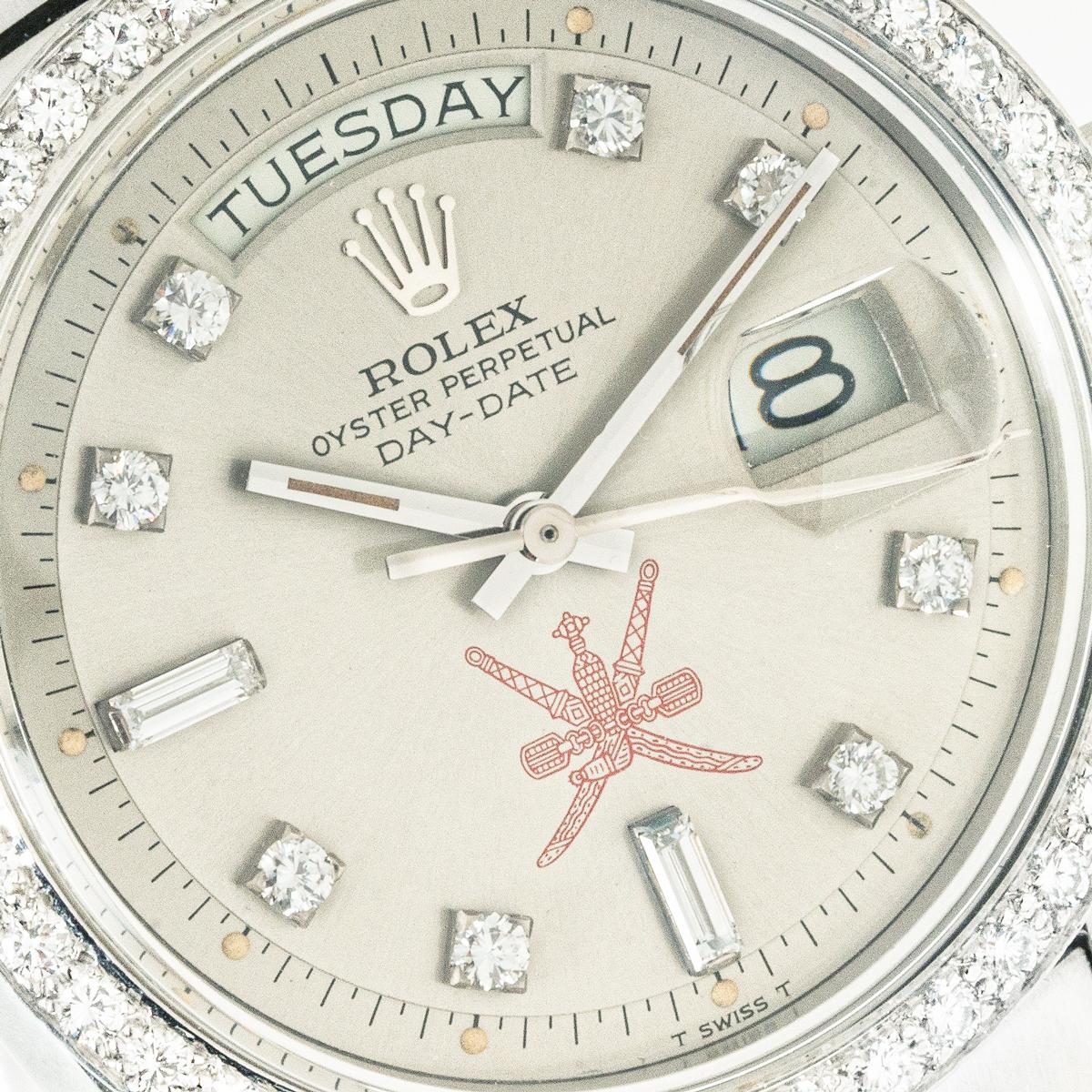 Rolex Rare Day-Date Platinum Omani Khanjar Dial 1804 In Excellent Condition For Sale In Mayfair, London, London