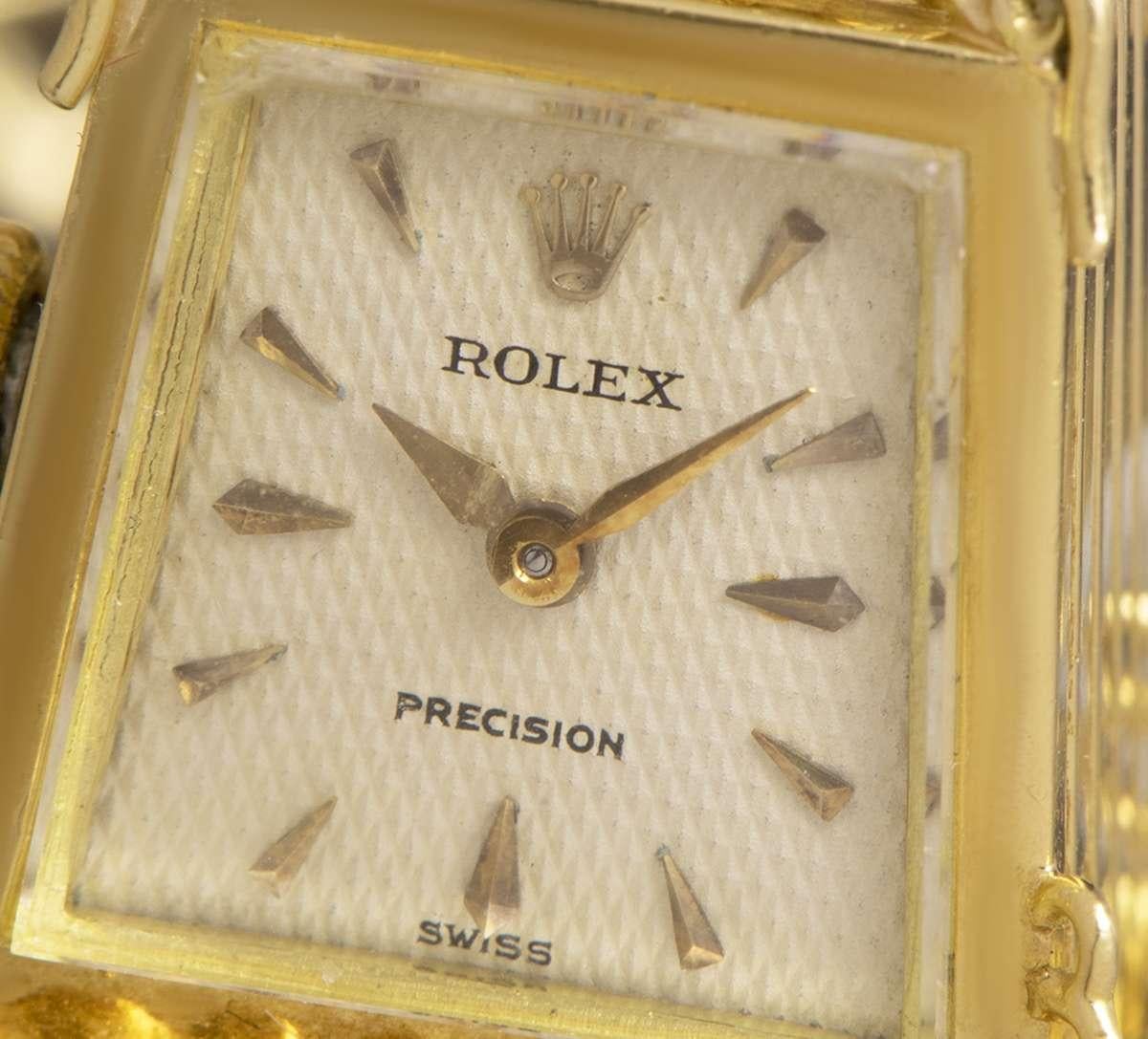 Women's Rolex Rare Precision Lantern Vintage Silver Dial Bracelet Watch