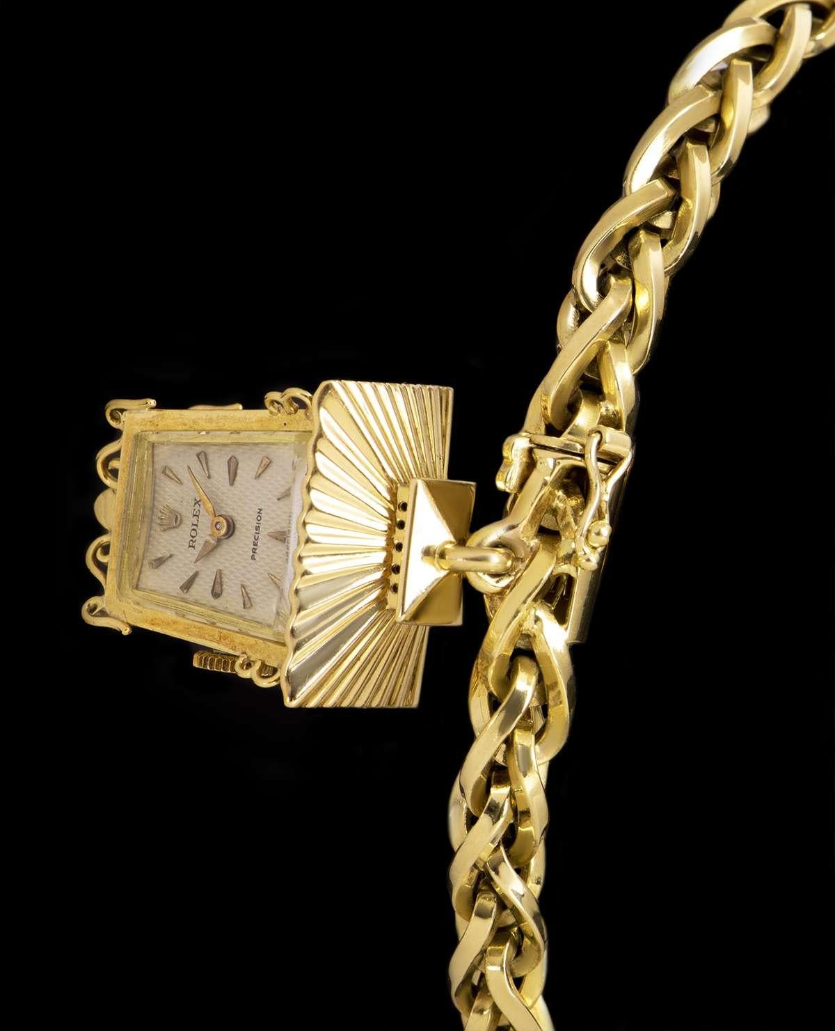 Rolex Rare Precision Lantern Vintage Silver Dial Bracelet Watch 1