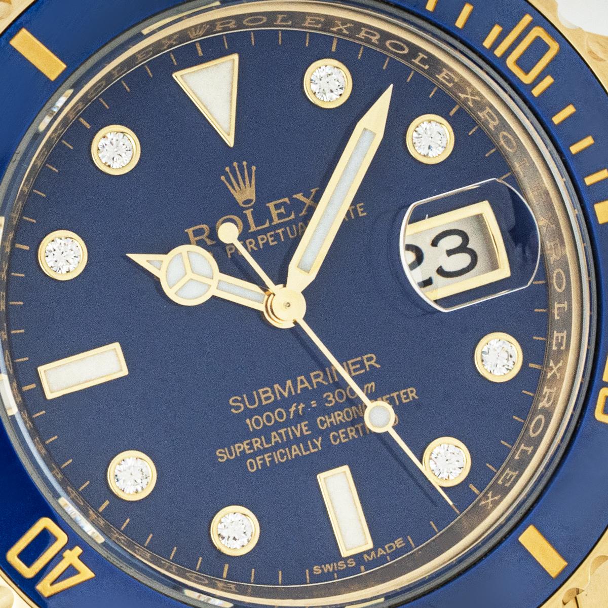Round Cut Rolex Rare Submariner Date Diamond Dial 116618LB For Sale