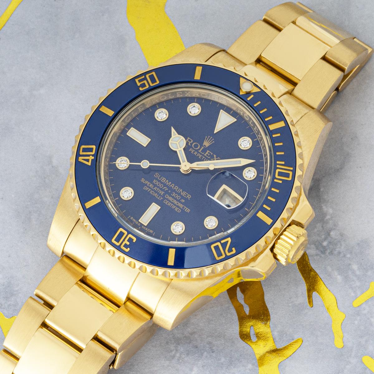Rolex Rare Submariner Date Diamond Dial 116618LB For Sale 2