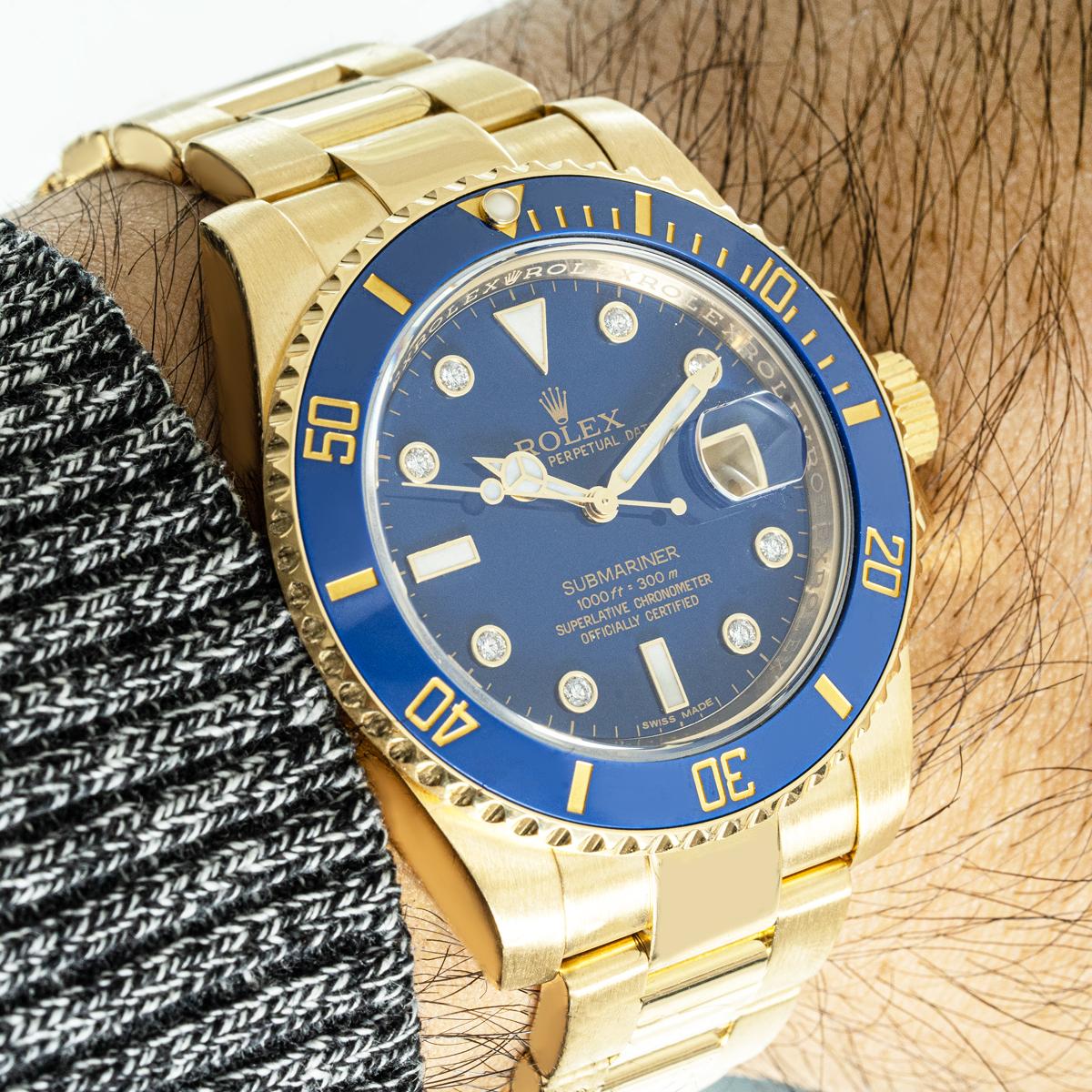 Rolex Rare Submariner Date Diamond Dial 116618LB For Sale 3