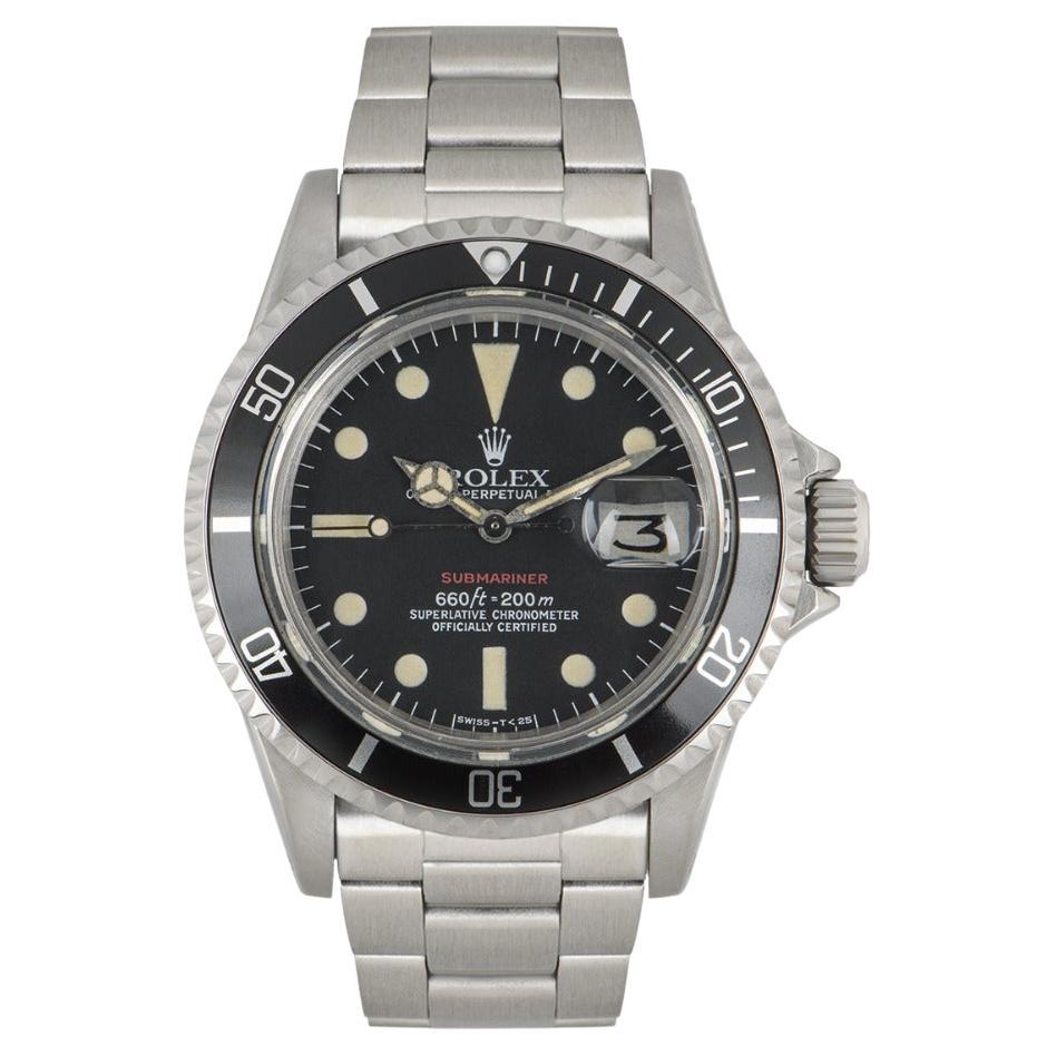 Rolex Raro Submariner Fecha Rojo Escritura Vintage Acero Inoxidable Mark VI 1680
