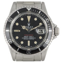 Rolex Rare Submariner Date Red Writing Vintage Stainless Steel Mark VI 1680