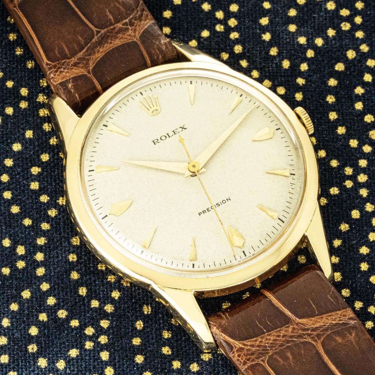 Rolex Rare Vintage Precision Yellow Gold 36mm 8896 For Sale 6