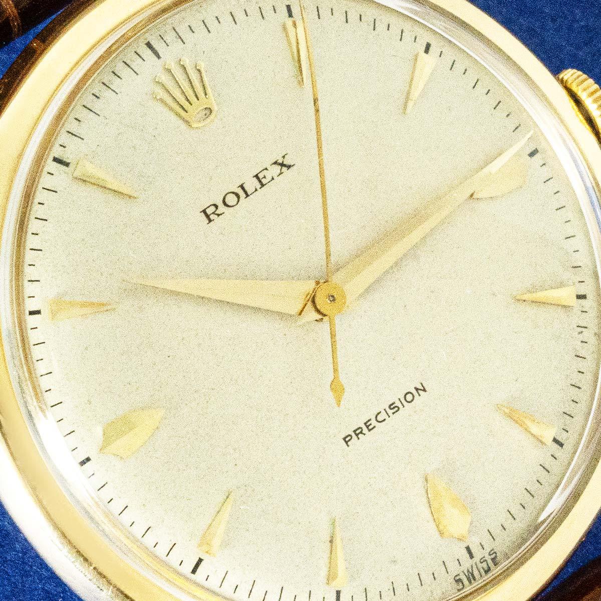 Rolex Rare Vintage Precision Yellow Gold 36mm 8896 In Excellent Condition For Sale In Mayfair, London, London