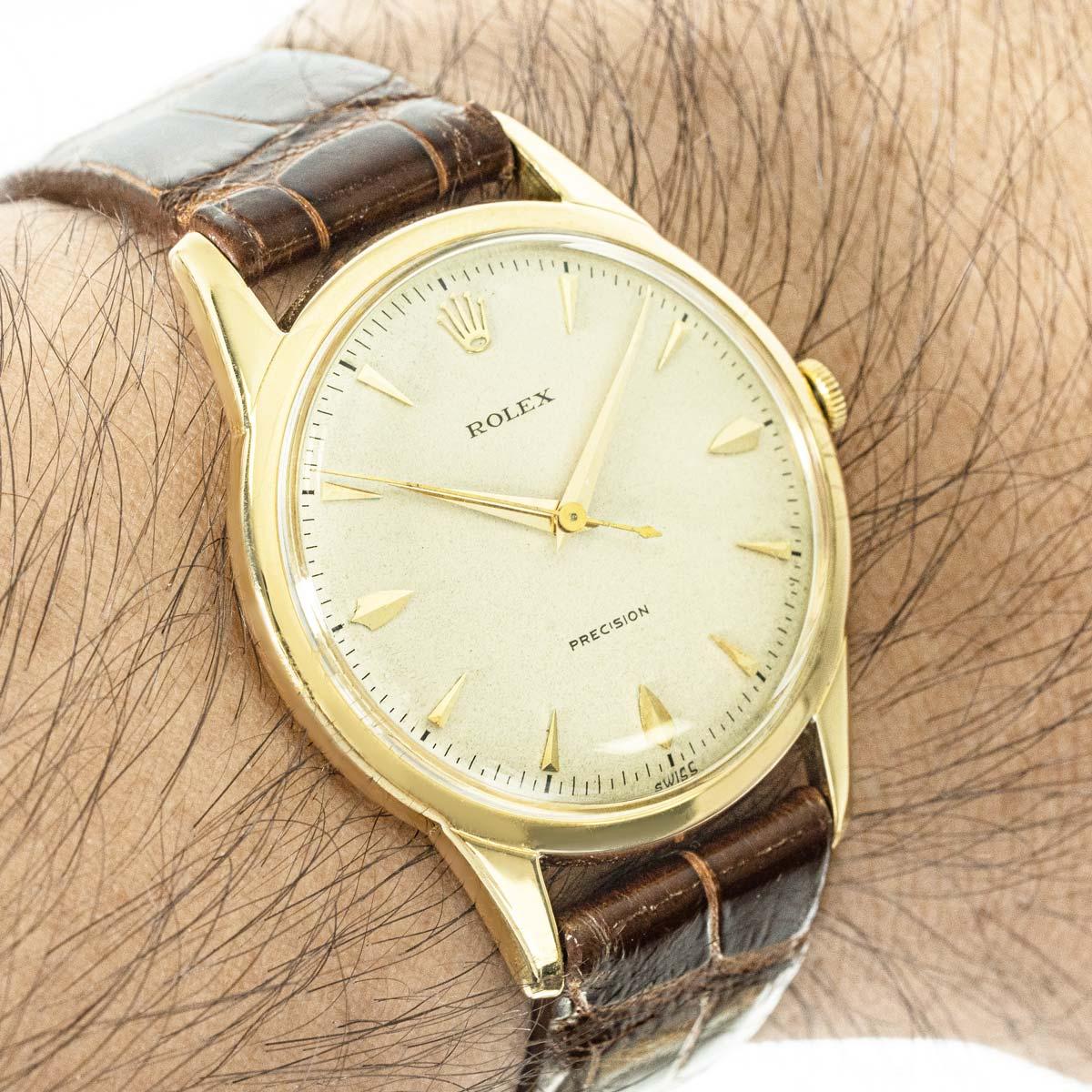 Rolex Rare Vintage Precision Yellow Gold 36mm 8896 For Sale 3