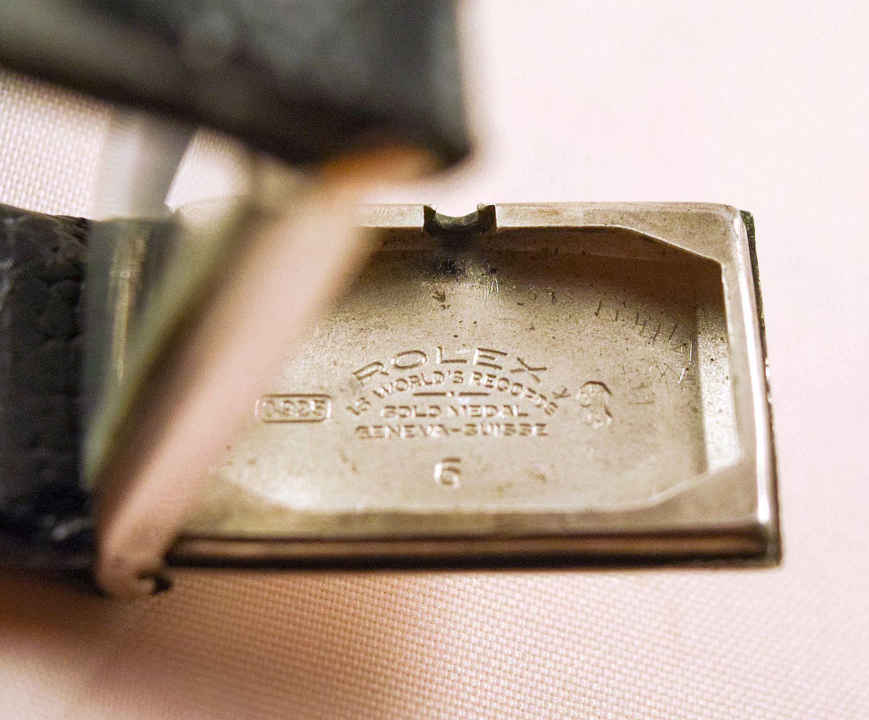 Rolex rectangular extremely rare solid silver case For Sale 9