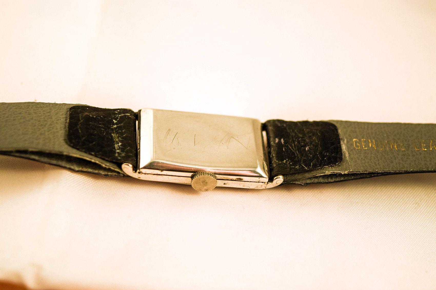 Rolex rectangular extremely rare solid silver case For Sale 10