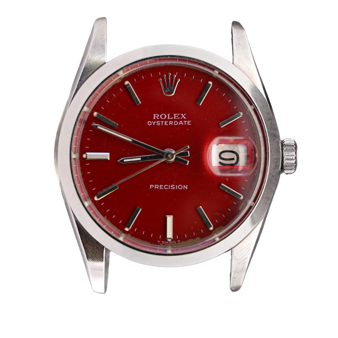 Retro Rolex Red Dial Precision Oyster Date 34MM Watch For Sale