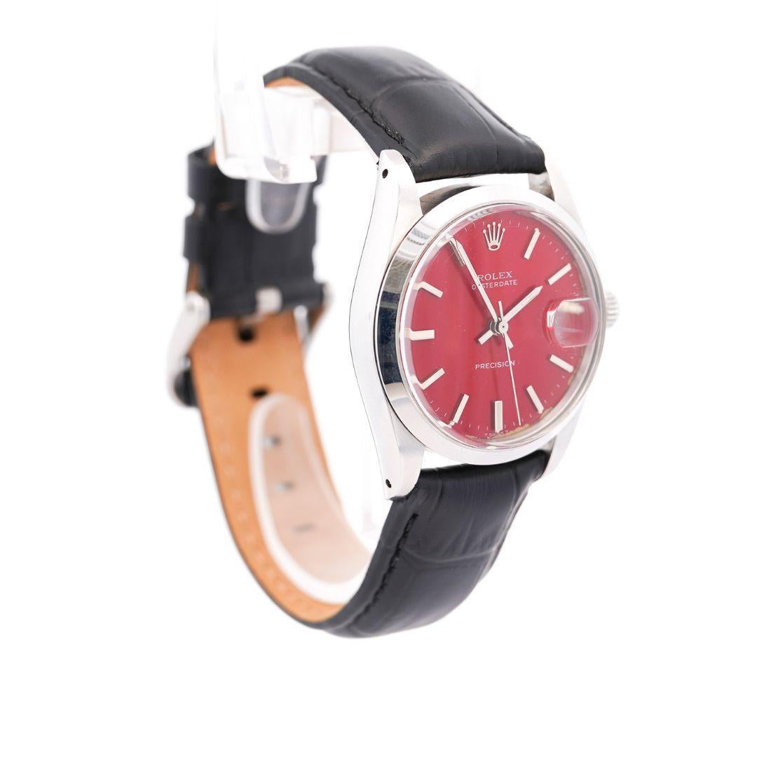 Women's or Men's Rolex Red Dial Precision Oyster Date 34MM Watch For Sale