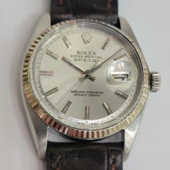 Rolex Ref 1601 Oyster Datejust 18k W Gold SS 1960s Mens 36mm Automatic RA621C