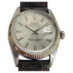 Rolex Ref 1601 Oyster Datejust 18k W Gold SS 1960s Mens 36mm Automatic RA621C