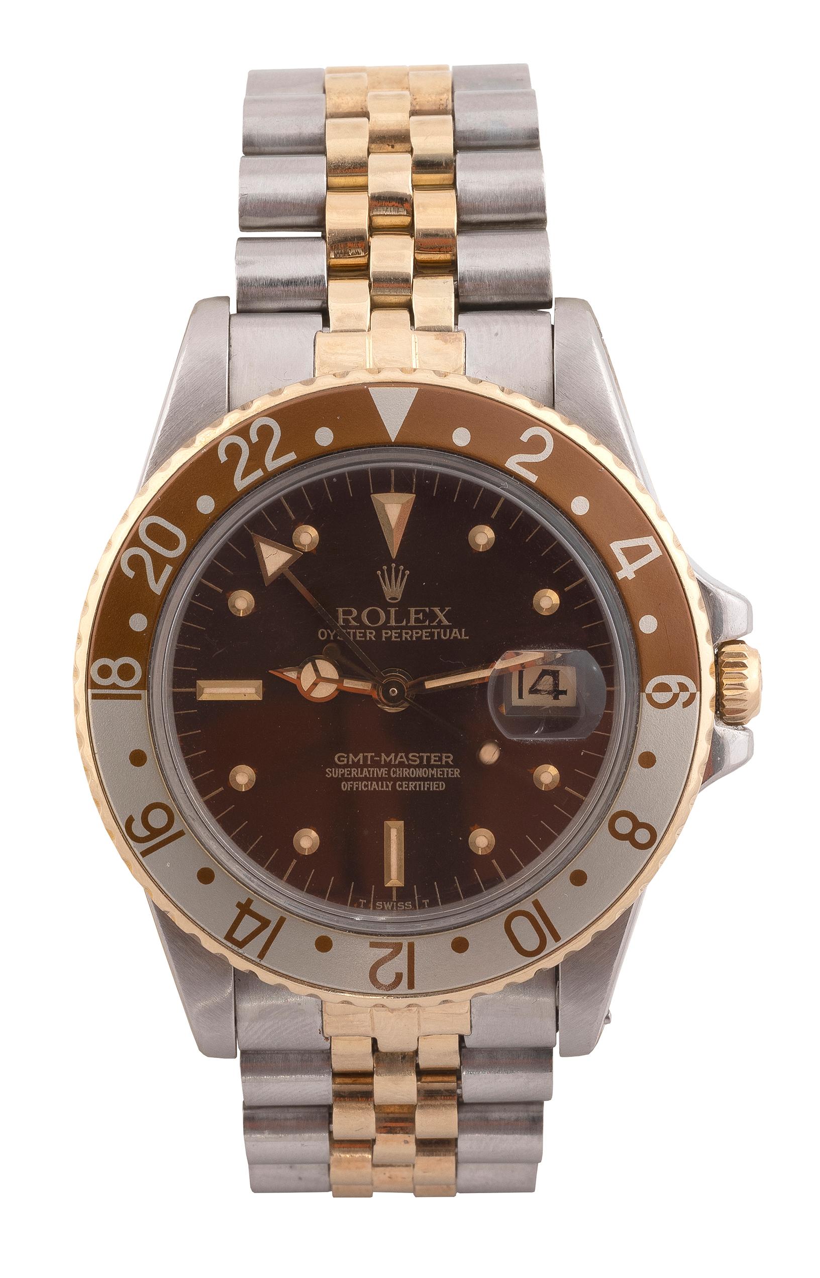 Contemporary Rolex Ref 16753 GMT-Master Steel and Gold Oyster Perpetual Wristwatch