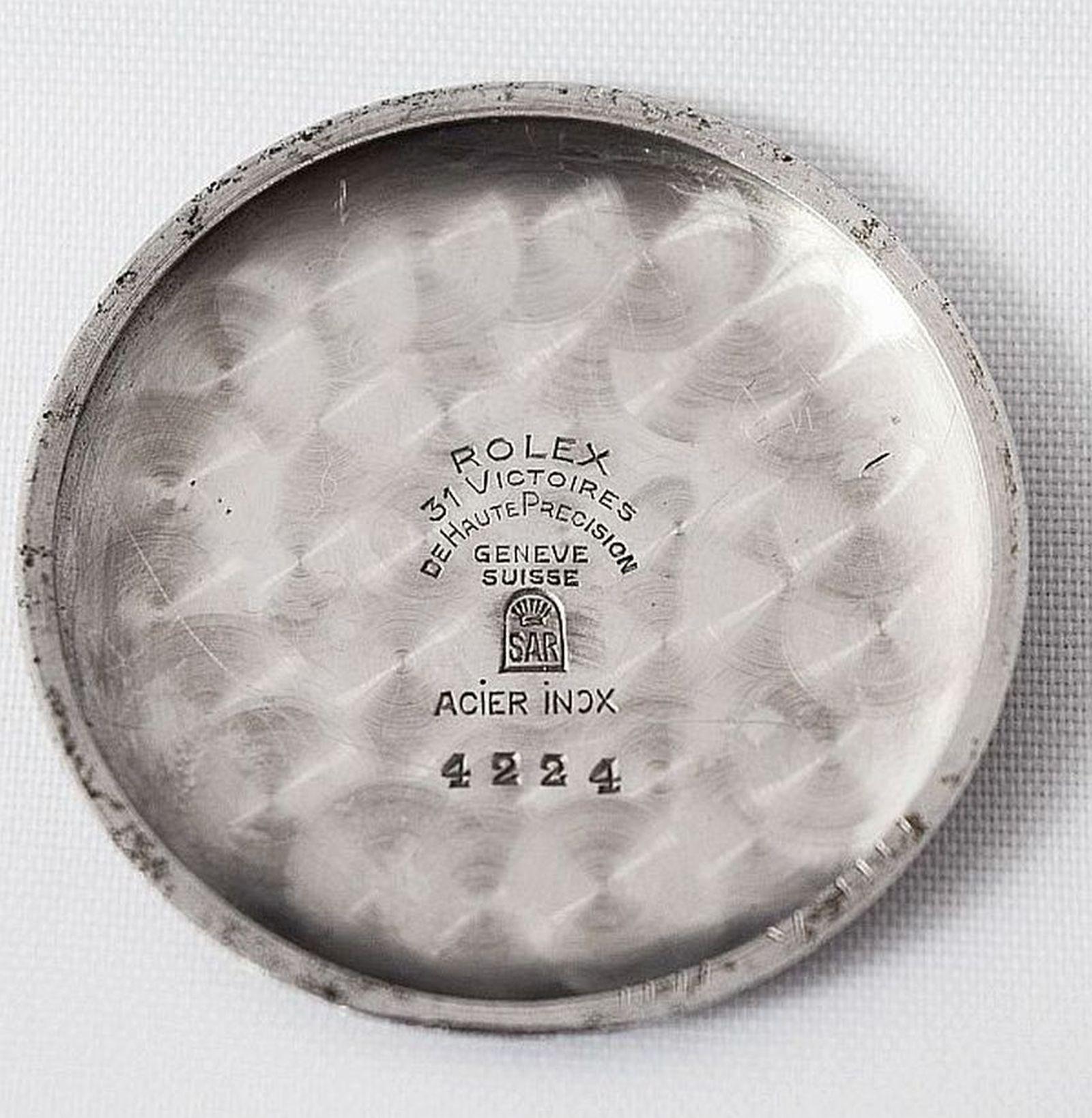 Rolex Ref 4224 Très rare montre jumbo-Rolex surdimensionnée avec boîtier en acier et cornes rares en vente 11