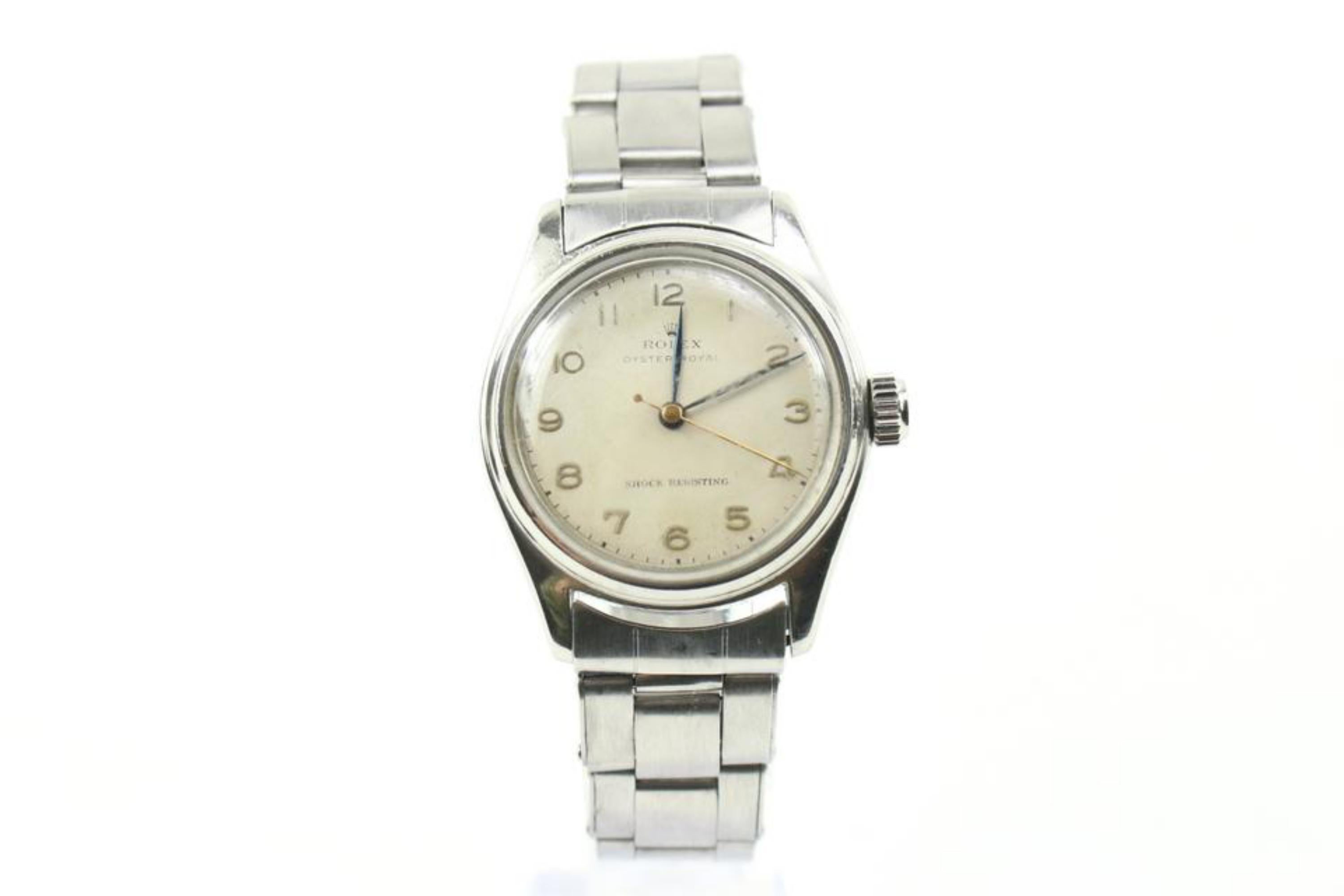 Rolex Ref 4444 1948 32mm Shock Resisting Oyster Royal Watch 31r31s In Good Condition For Sale In Dix hills, NY