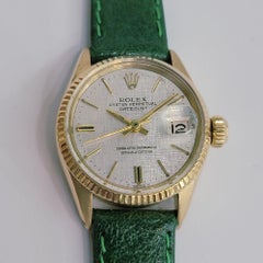 Rolex Ref 6517 Lady Datejust 18k Gold 25mm 1950s Linen Dial Automatic RA703C