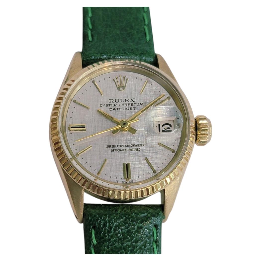 Rolex Ref 6517 Lady Datejust 18k Gold 25mm 1950s Linen Dial Automatic RA703C