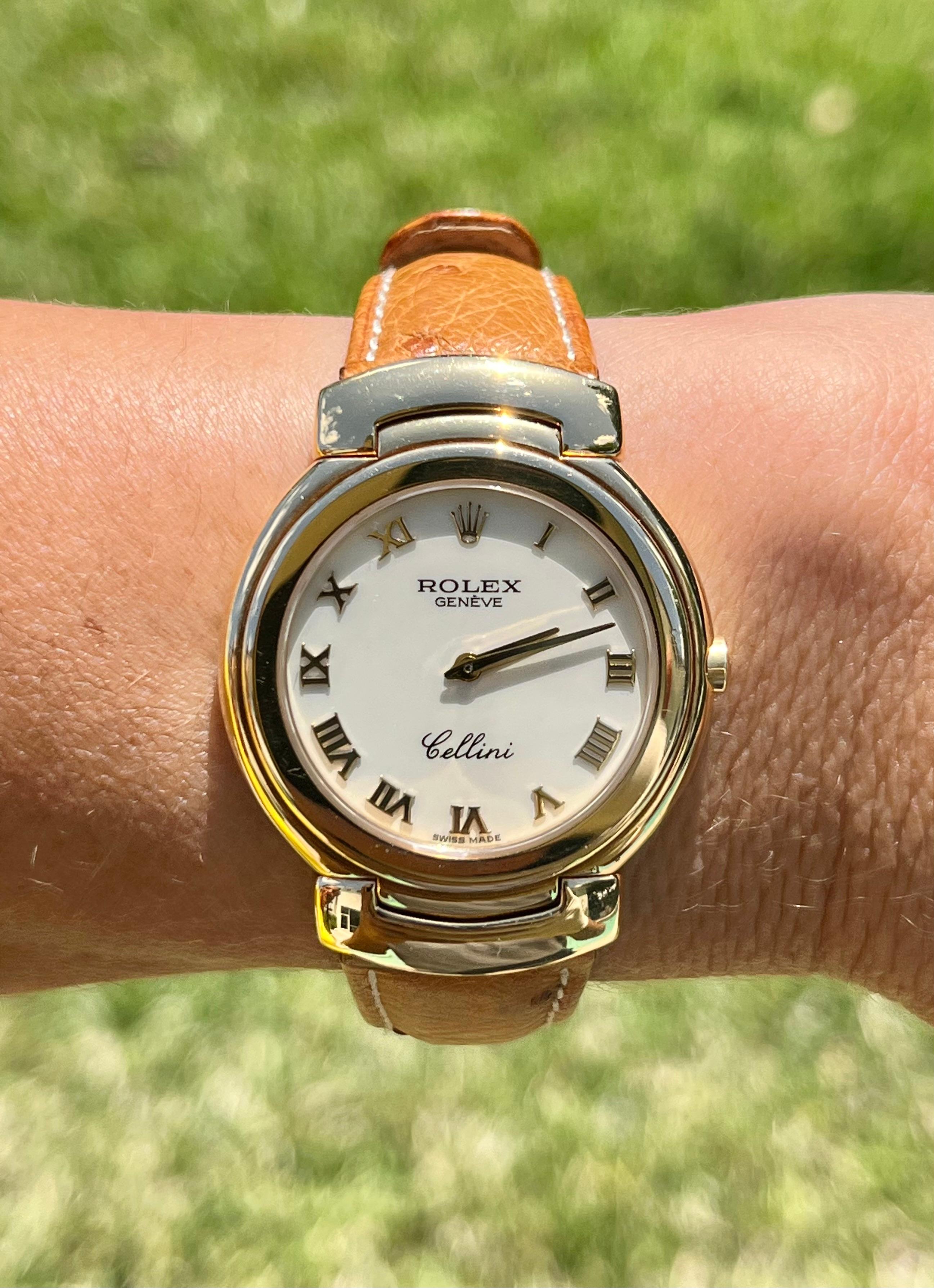 Rolex Ref. 6622 Cellini in 18k Gold Ladies Watch with Brown Leather Strap 2