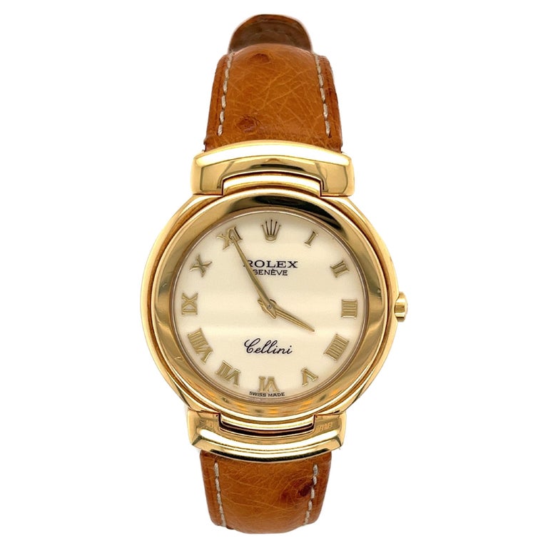 Rolex Ref. 6622 Cellini in 18k Gold Ladies Watch with Brown Leather